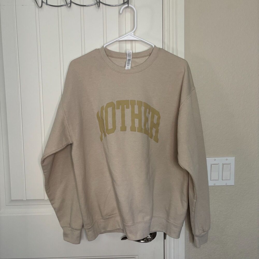 Jerzees Nublend womens beige crewneck sweatshirt w/mother graphic sze L
